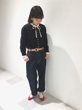 「My Fav. CHILD WOMAN（マイファブチャイルドウーマン）のアイテム（デニムパンツ）」を使った、yumaさん（レディース・161cm）の冬コーディネート