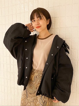 「Kastane（カスタネ）のアイテム（ナイロンジャケット）」を使った、mikami sayaさん（レディース・156cm）の秋コーディネート