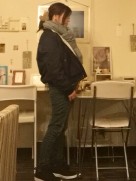 「haco!（ハコ）のアイテム（MA-1）」を使った、miya さん（レディース・156cm）の冬コーディネート