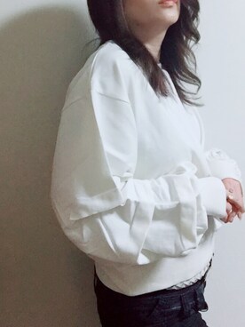 「RAY CASSIN（レイカズン）のアイテム（スウェット）」を使った、miya さん（レディース・156cm）の春コーディネート