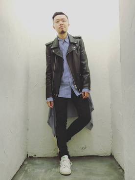 「umit benan（ウミットベナン）のアイテム」を使った、Paak Chanさん（メンズ・172cm）の冬コーディネート