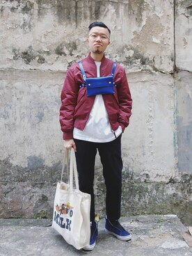 「SASQUATCHfabrix.（サスクワァッチファブリックス）のアイテム（スニーカー）」を使った、Paak Chanさん（メンズ・172cm）の冬コーディネート