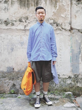 「umit benan（ウミットベナン）のアイテム」を使った、Paak Chanさん（メンズ・172cm）の春コーディネート