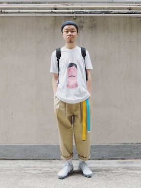 「RUTSUBO（ルツボ）のアイテム」を使った、Paak Chanさん（メンズ・172cm）の春コーディネート