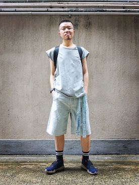 「MSGM（エムエスジーエム）のアイテム（デニムパンツ）」を使った、Paak Chanさん（メンズ・172cm）の夏コーディネート