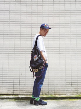 「:CHOCOOLATEのアイテム（帽子）」を使った、Paak Chanさん（メンズ・172cm）の夏コーディネート