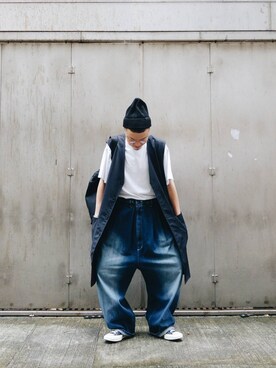 「INFIELDER DESIGN（インフィールダーデザイン）のアイテム（ニットキャップ/ビーニー）」を使った、Paak Chanさん（メンズ・172cm）の秋コーディネート
