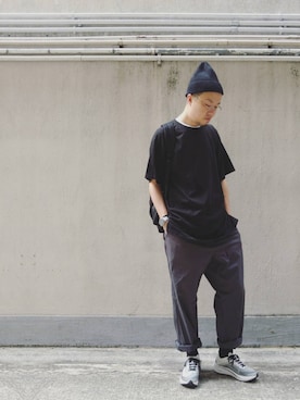 「INFIELDER DESIGN（インフィールダーデザイン）のアイテム（ニットキャップ/ビーニー）」を使った、Paak Chanさん（メンズ・172cm）の秋コーディネート