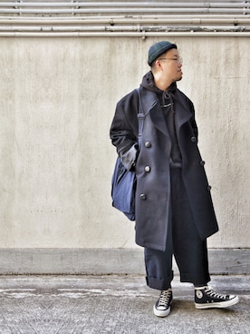 「アイテム（ピーコート）」を使った、Paak Chanさん（メンズ・172cm・30代）の冬コーディネート