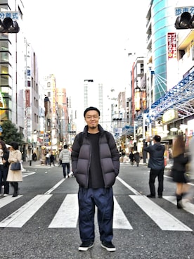 「travel」｜「アイテム（ダウンジャケット/コート）」を使った、Paak Chanさん（メンズ・172cm）の冬コーディネート