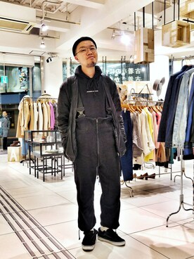 「travel」｜「アイテム（ダウンジャケット/コート）」を使った、Paak Chanさん（メンズ・172cm）の冬コーディネート