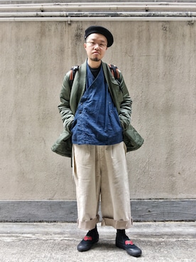 「Gregory」｜「アイテム（ハンチング/ベレー帽）」を使った、Paak Chanさん（メンズ・172cm）の冬コーディネート