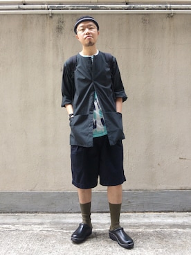 「plain-me（プレインミー）のアイテム（シャツ/ブラウス）」を使った、Paak Chanさん（メンズ・172cm）の春コーディネート