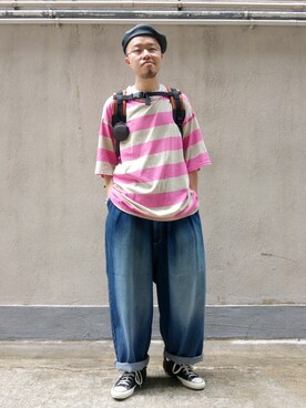 「Gregory」｜「アイテム（ハンチング/ベレー帽）」を使った、Paak Chanさん（メンズ・172cm）の夏コーディネート