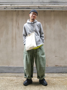 「INFIELDER DESIGN（インフィールダーデザイン）のアイテム（ニットキャップ/ビーニー）」を使った、Paak Chanさん（メンズ・172cm）の春コーディネート