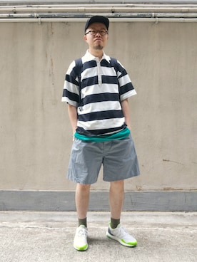 「PLEATS PLEASE（プリーツプリーズ）のアイテム（帽子）」を使った、Paak Chanさん（メンズ・172cm）の春コーディネート