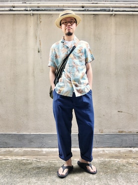 「アイテム（メッセンジャーバッグ）」を使った、Paak Chanさん（メンズ・172cm・30代）の夏コーディネート