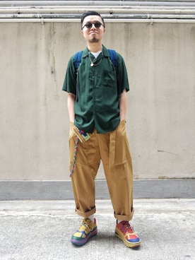「Basis Broek Belgium（バージスブルック）のアイテム」を使った、Paak Chanさん（メンズ・172cm）の秋コーディネート