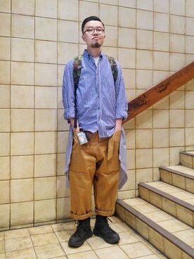 「umit benan（ウミットベナン）のアイテム」を使った、Paak Chanさん（メンズ・172cm）の秋コーディネート