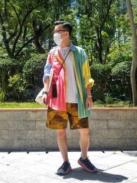 「YMC（ワイエムシー）のアイテム（パンツ）」を使った、Paak Chanさん（メンズ・172cm）の夏コーディネート