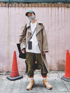 「niko and...（ニコアンド）のアイテム（トレンチコート）」を使った、Paak Chanさん（メンズ・172cm）の冬コーディネート