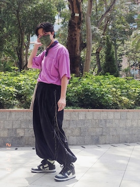 「IDEE（イデー）のアイテム（バッグ）」を使った、Paak Chanさん（メンズ・172cm）の春コーディネート