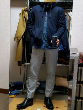 「RED EAR（レッドイヤー）のアイテム（トップス）」を使った、ダイテンさん（メンズ・173cm）の秋コーディネート