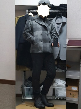 「COMME CA ISM（コムサイズム）のアイテム（ピーコート）」を使った、ダイテンさん（メンズ・173cm）の秋コーディネート