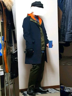 「COMME CA ISM（コムサイズム）のアイテム（チェスターコート）」を使った、ダイテンさん（メンズ・174cm）の冬コーディネート