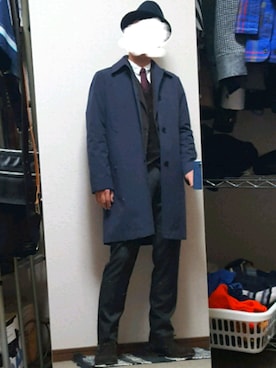 「Paul Smith（ポールスミス）のアイテム（ステンカラーコート）」を使った、ダイテンさん（メンズ・174cm）の春コーディネート
