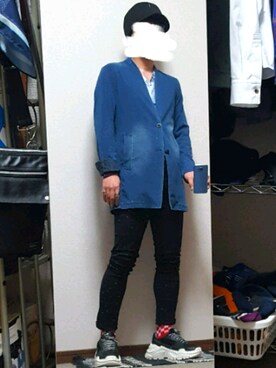 「リドム黒スキニー」｜ダイテンさん（メンズ・174cm）の春コーディネート