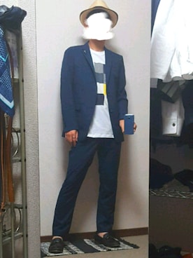 「ストローハット」｜「アイテム（ジャケット/アウター）」を使った、ダイテンさん（メンズ・174cm）の春コーディネート