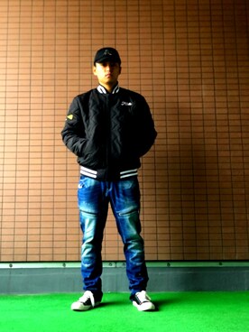 「staple（ステイプル）のアイテム（その他アウター）」を使った、のさん（メンズ・171cm）の冬コーディネート