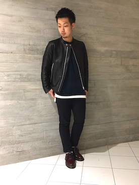 「RAGEBLUE（レイジブルー）のアイテム（ライダースジャケット）」を使った、HARUさん（メンズ・168cm）の秋コーディネート