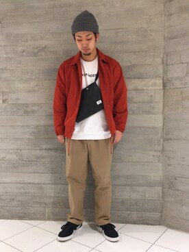 「Champion（チャンピオン）のアイテム（ニットキャップ/ビーニー）」を使った、HARUさん（メンズ・168cm）の秋コーディネート