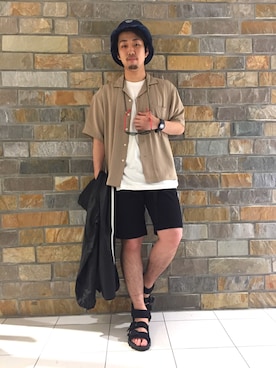 「アイテム（サングラス、レッド系）」を使った、HARUさん（メンズ・168cm）の夏コーディネート
