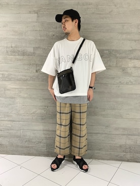 「タータンチェック」｜「アイテム（キャップ）」を使った、HARUさん（メンズ・168cm）の夏コーディネート