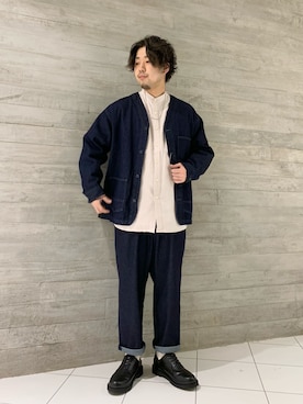 「RAGEBLUE（レイジブルー）のアイテム（ノーカラージャケット）」を使った、HARUさん（メンズ・168cm）の冬コーディネート