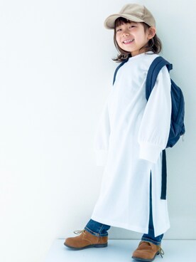 「MIKI HOUSE（ミキハウス）のアイテム（デニムパンツ）」を使った、misaki_1502さん（キッズ・90cm）の春コーディネート
