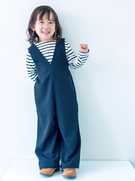 「低身長」｜「アイテム（オールインワン・サロペット）」を使った、misaki_1502さん（キッズ・90cm）の春コーディネート