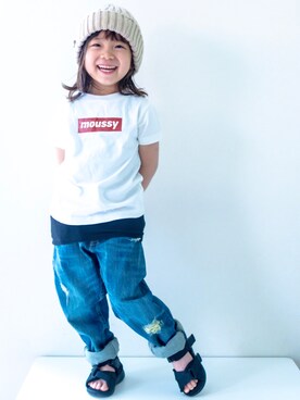 「MOUSSY（マウジー）のアイテム」を使った、misaki_1502さん（キッズ・90cm）の春コーディネート