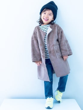「MIKI HOUSE（ミキハウス）のアイテム（デニムパンツ）」を使った、misaki_1502さん（キッズ・100cm）の冬コーディネート