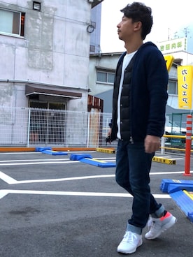 「Lee（リー）のLEE/別注THERMOLITE Skinny（デニムパンツ）」を使った、e-1さん（メンズ・161cm）の冬コーディネート