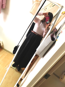 「黒×ピンク」｜「アイテム（ブーツ）」を使った、ぷーさんさん（レディース・155cm）の冬コーディネート
