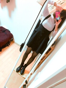 「黒×ピンク」｜「アイテム（ワンピース/ドレス）」を使った、ぷーさんさん（レディース・155cm）の冬コーディネート