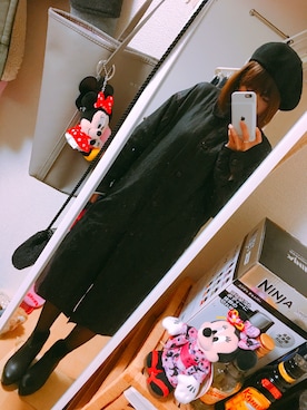 「黒デニム」｜「アイテム（その他アウター）」を使った、ぷーさんさん（レディース・155cm）の春コーディネート