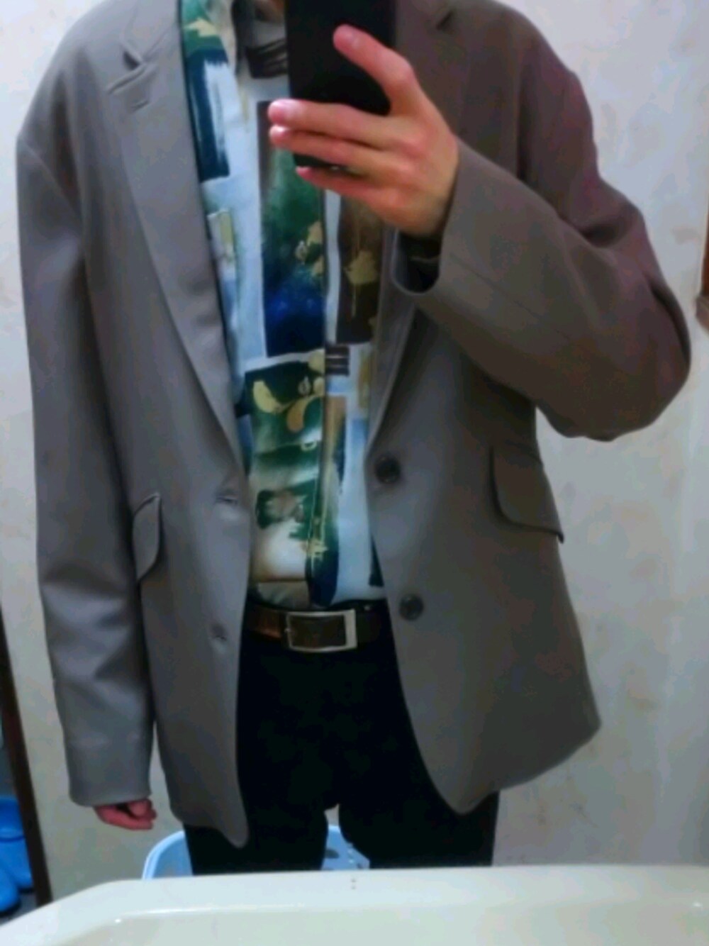 「WYM LIDNMの【WYM LIDNM】RELAX DRAPE SET-UP/セットアップ（セットアップ、ベージュ系）」を使った、tatsuyakunさん（メンズ・172cm）の春コーディネートの1枚目の写真