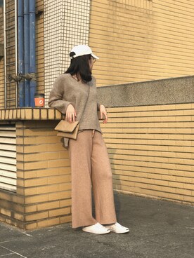 「アイテム（その他トップス、ブラウン系）」を使った、tsen0726さん（レディース・154cm）の春コーディネート