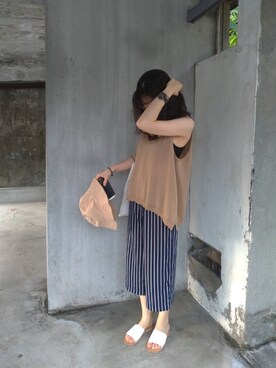 「アイテム（その他トップス、ブラウン系）」を使った、tsen0726さん（レディース・154cm）の春コーディネート