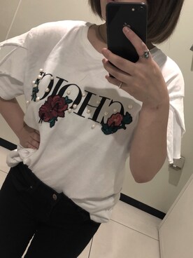 「DHOLIC（ディーホリック）のアイテム（トップス、ホワイト系）」を使った、hiiinaaataaaさん（レディース・148cm）の冬コーディネート